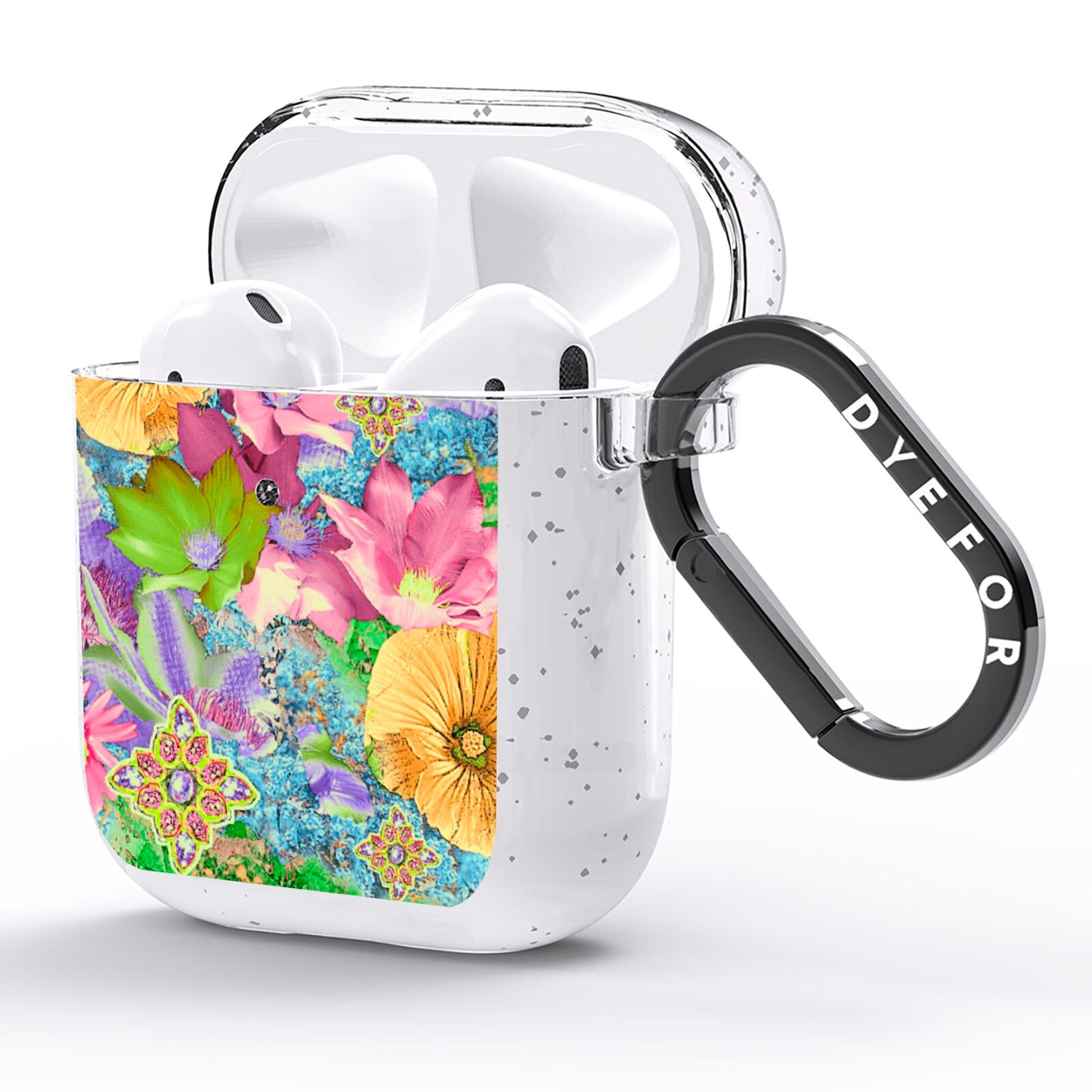 Vintage Floral Pattern AirPods Glitter Case Side Image