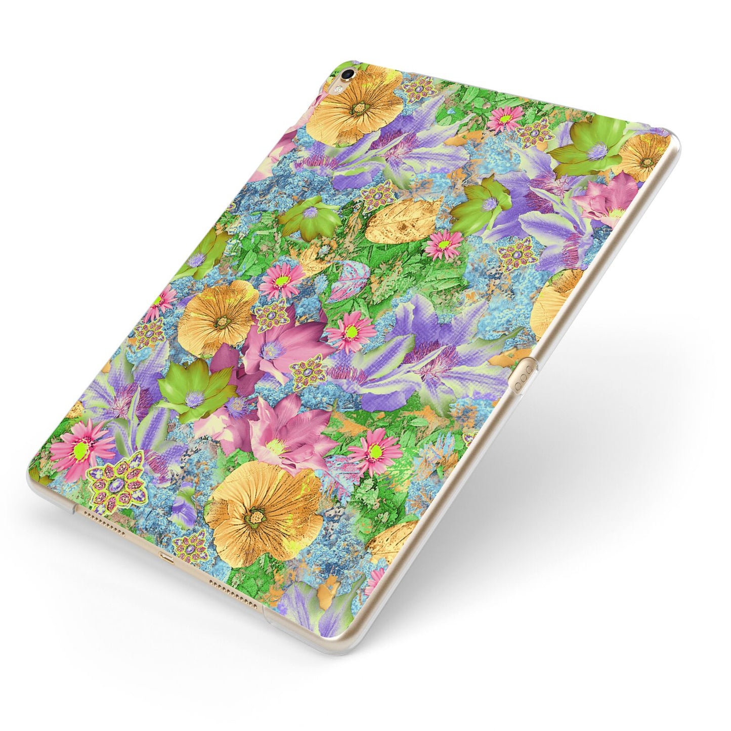 Vintage Floral Pattern Apple iPad Case on Gold iPad Side View
