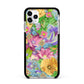 Vintage Floral Pattern Apple iPhone 11 Pro Max in Silver with Black Impact Case