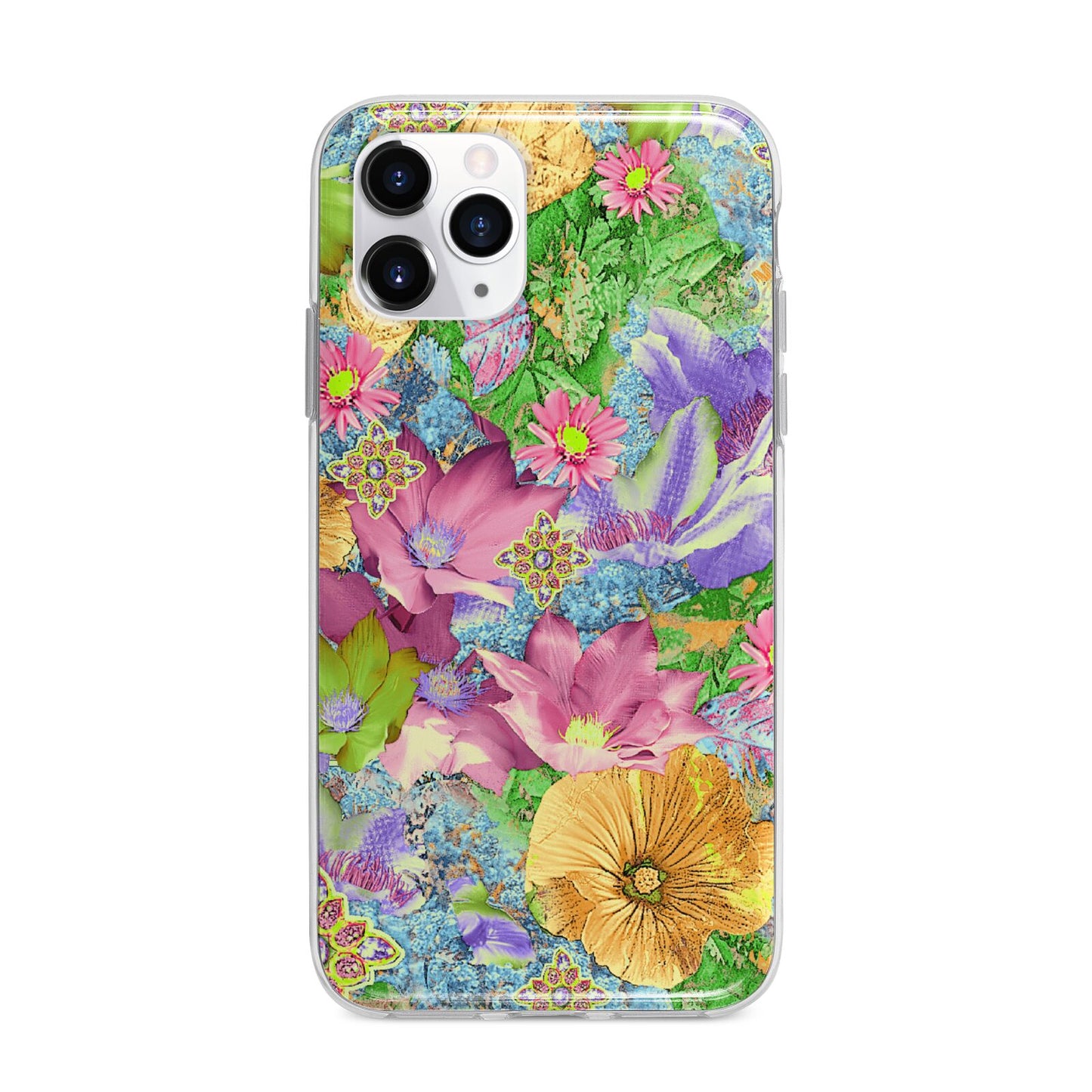 Vintage Floral Pattern Apple iPhone 11 Pro in Silver with Bumper Case