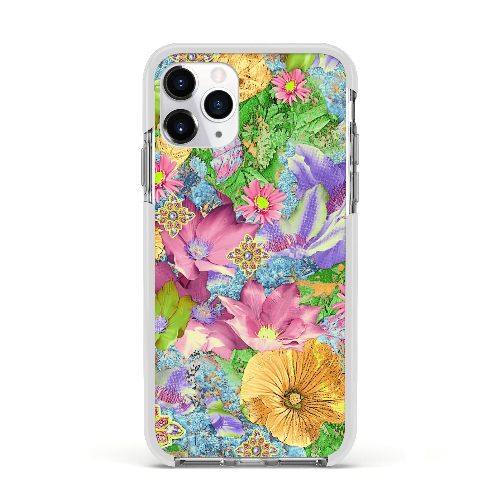 Vintage Floral Pattern Apple iPhone 11 Pro in Silver with White Impact Case