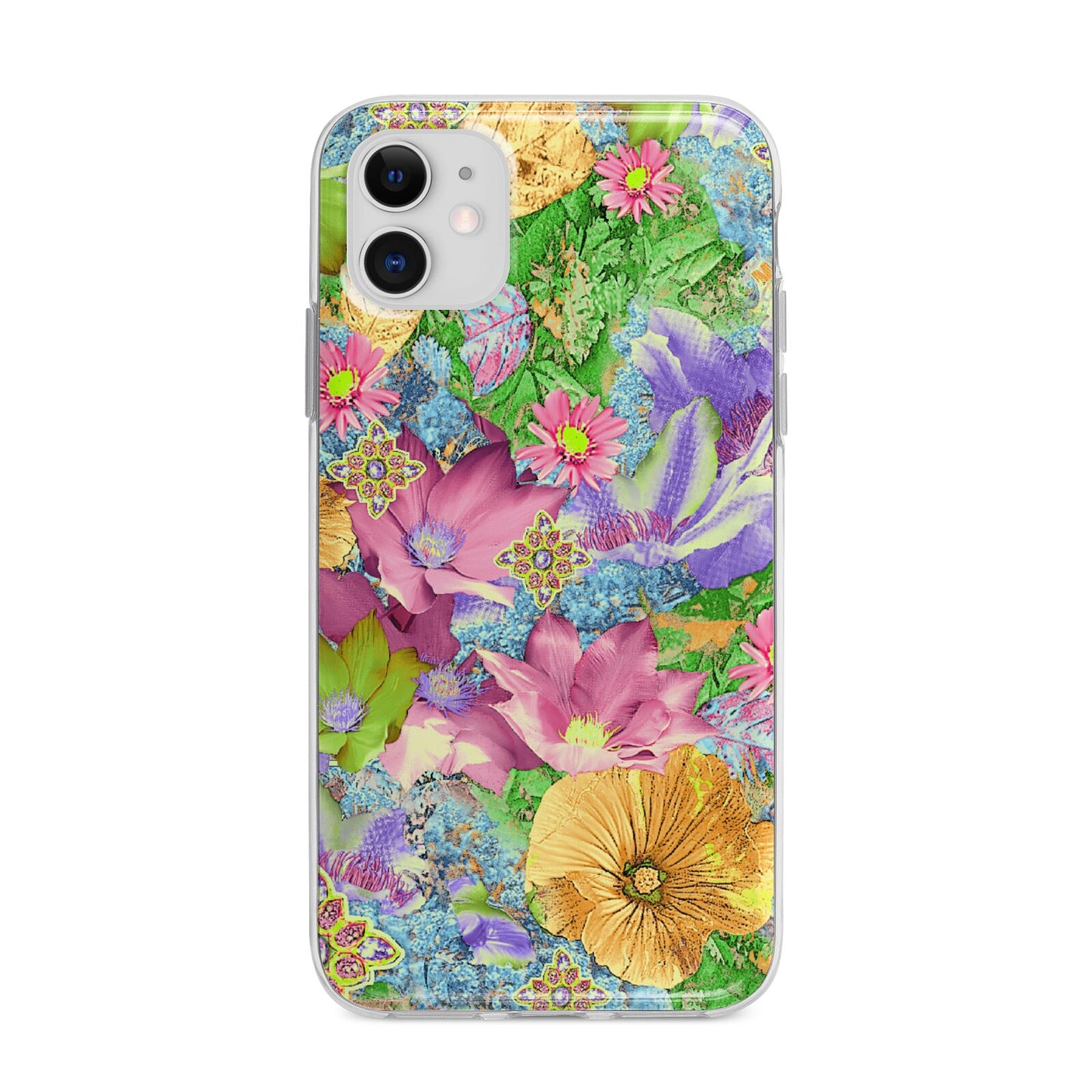 Vintage Floral Pattern Apple iPhone 11 in White with Bumper Case
