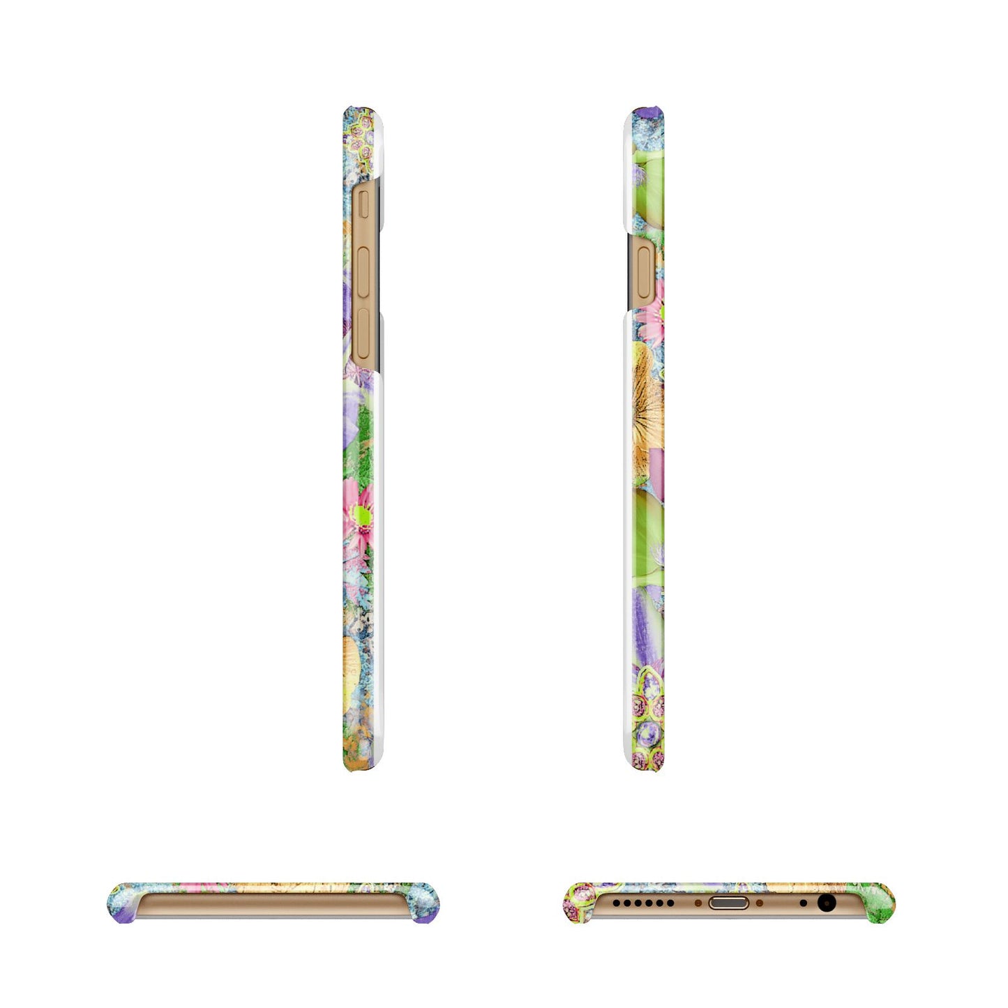 Vintage Floral Pattern Apple iPhone 6 3D Wrap Snap Case Angled Images