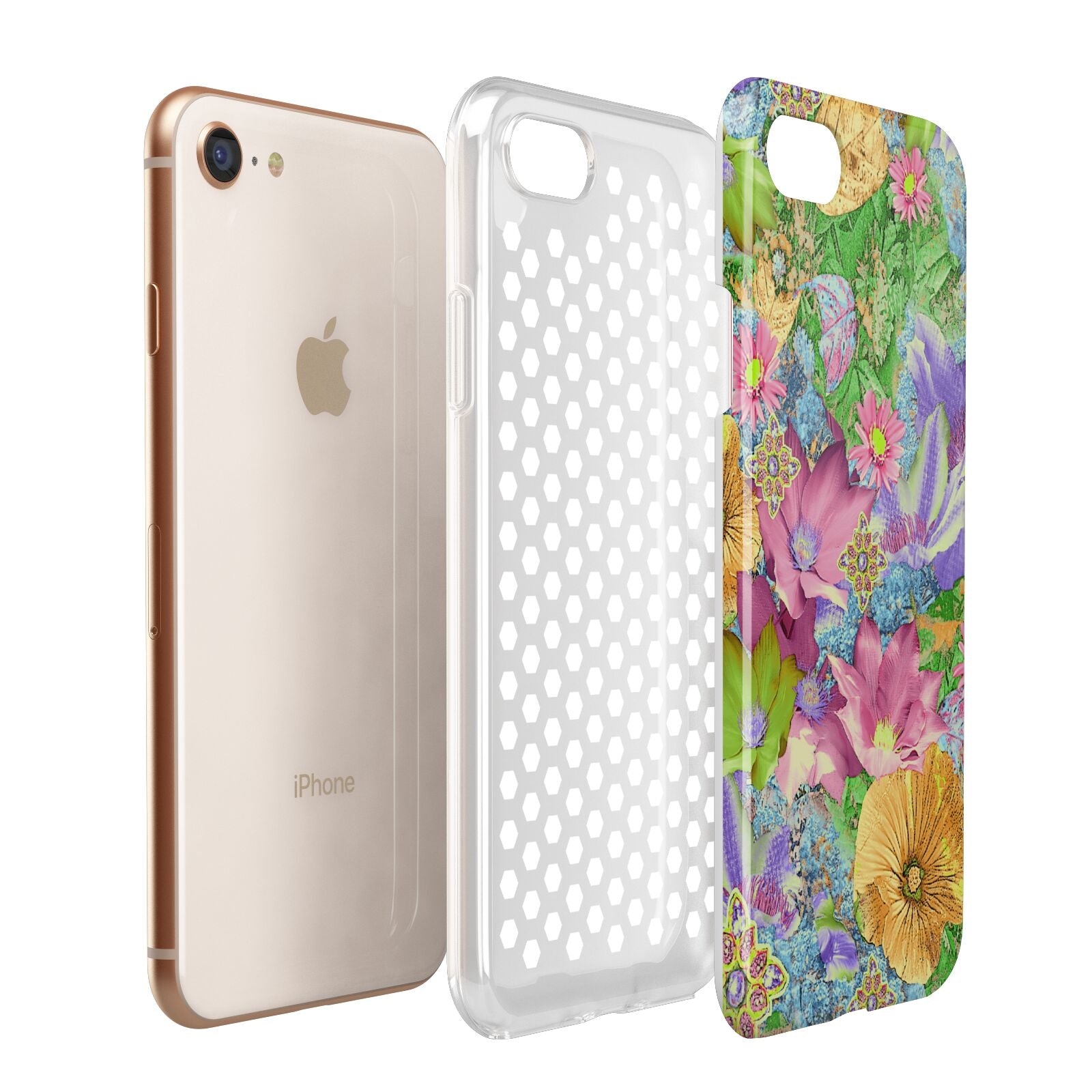 Vintage Floral Pattern Apple iPhone 7 8 3D Tough Case Expanded View