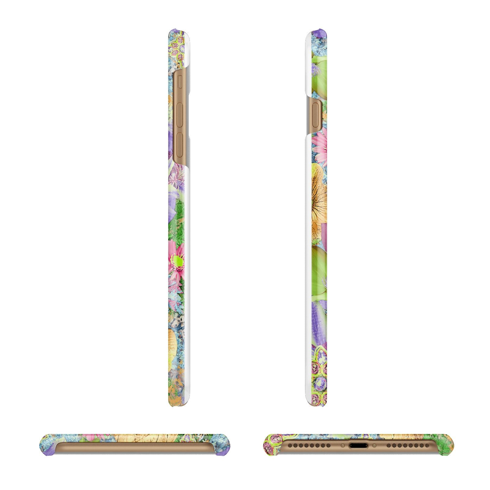 Vintage Floral Pattern Apple iPhone 7 Plus 3D Wrap Snap Case Angled Images