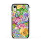 Vintage Floral Pattern Apple iPhone XR Impact Case Black Edge on Silver Phone