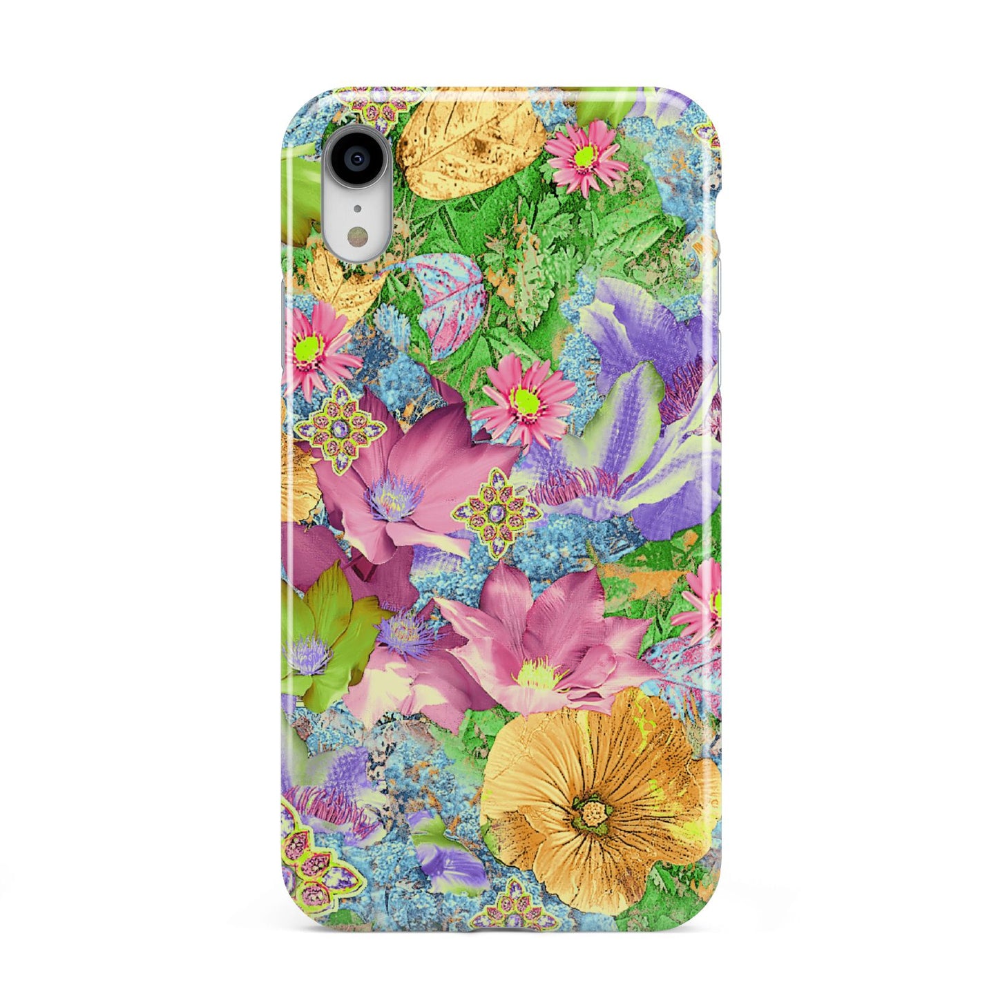 Vintage Floral Pattern Apple iPhone XR White 3D Tough Case