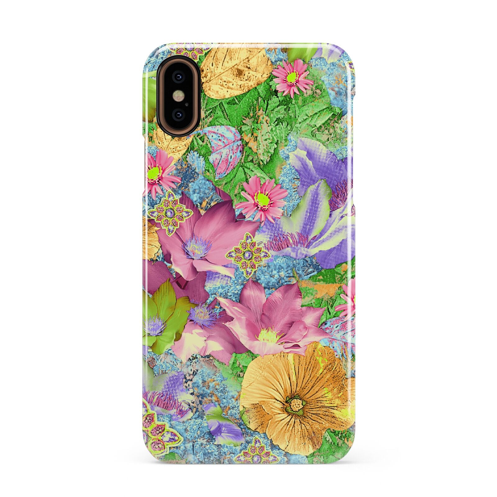 Vintage Floral Pattern Apple iPhone XS 3D Snap Case