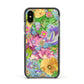 Vintage Floral Pattern Apple iPhone Xs Impact Case Black Edge on Black Phone