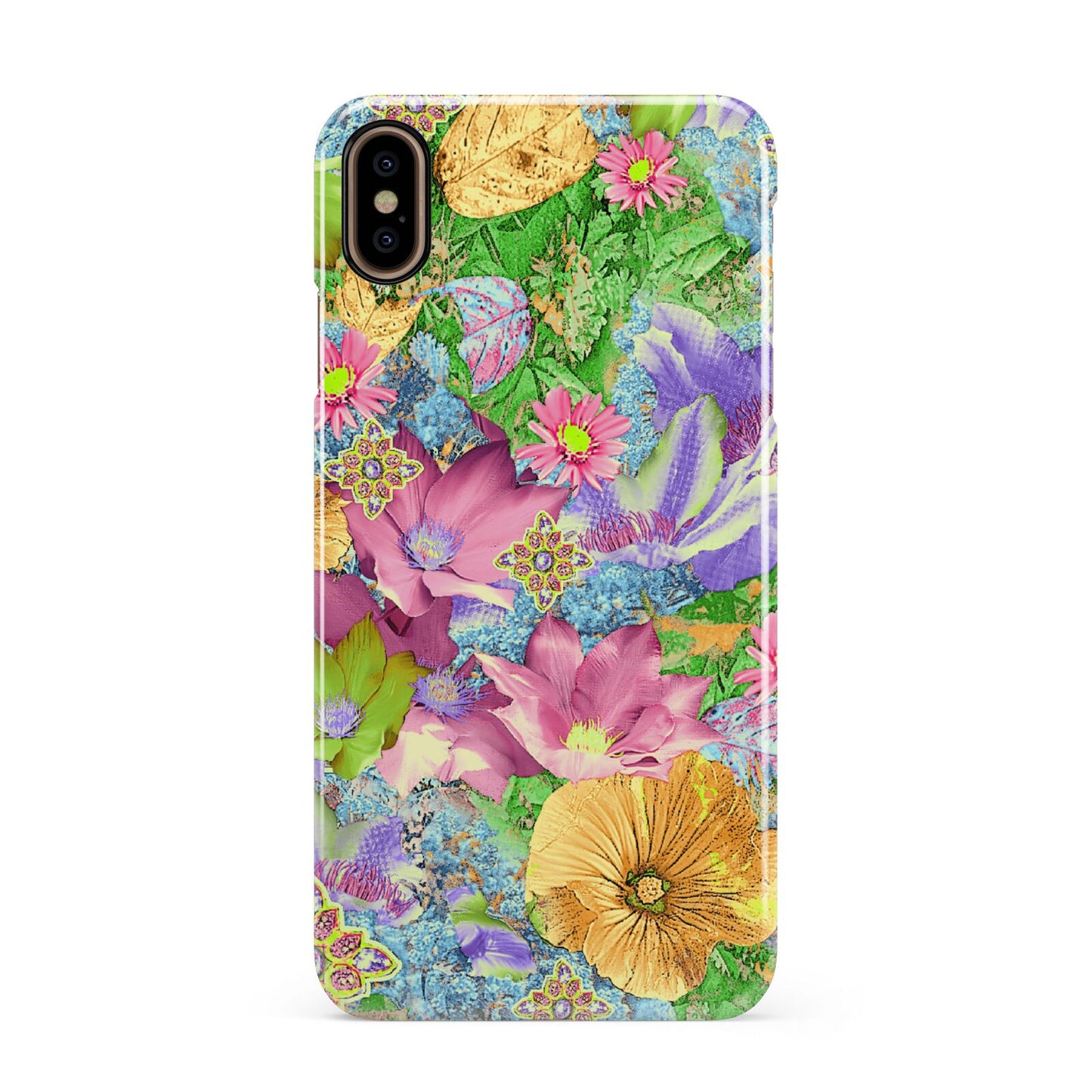 Vintage Floral Pattern Apple iPhone Xs Max 3D Snap Case