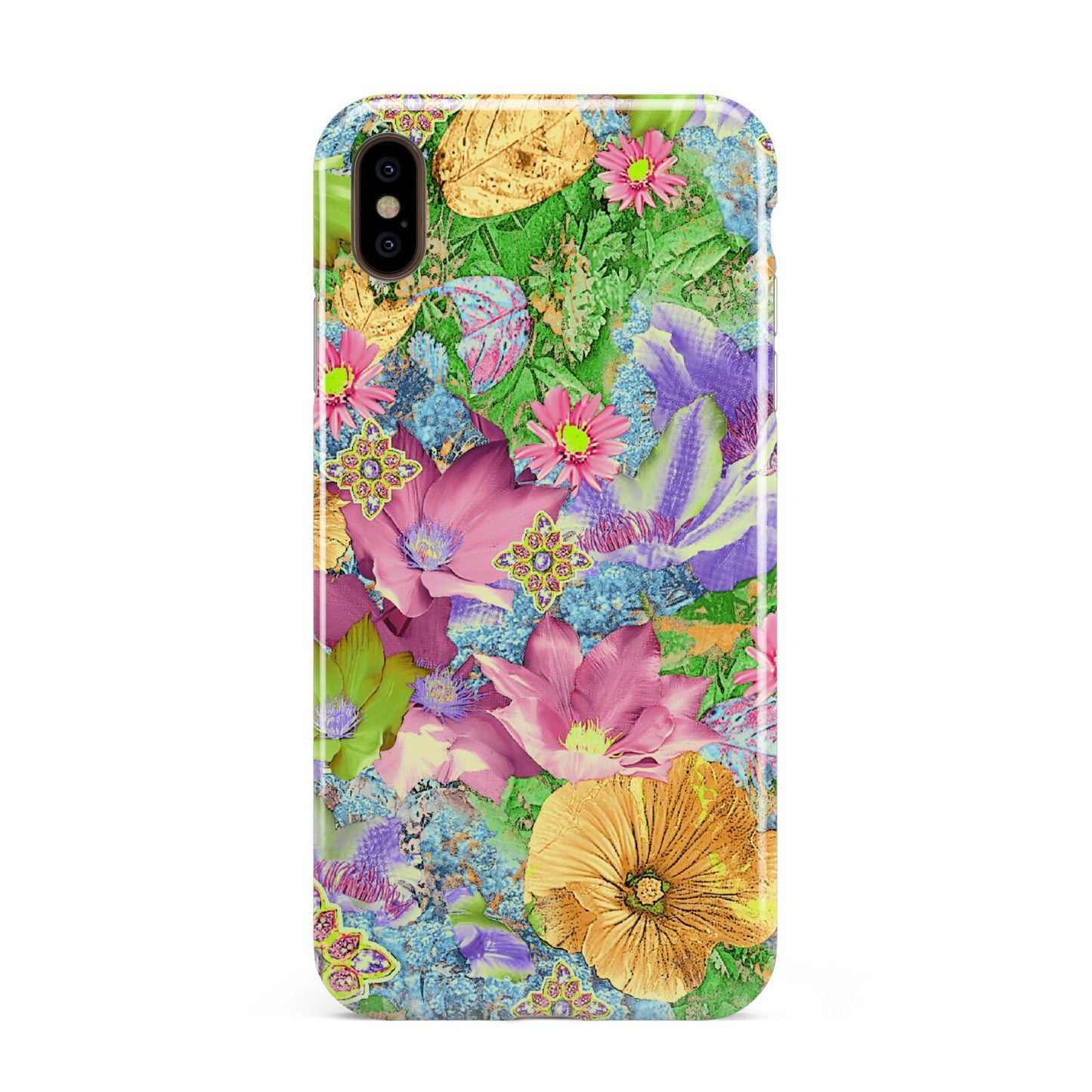 Vintage Floral Pattern Apple iPhone Xs Max 3D Tough Case