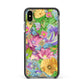 Vintage Floral Pattern Apple iPhone Xs Max Impact Case Black Edge on Black Phone