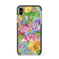 Vintage Floral Pattern Apple iPhone Xs Max Impact Case Black Edge on Gold Phone