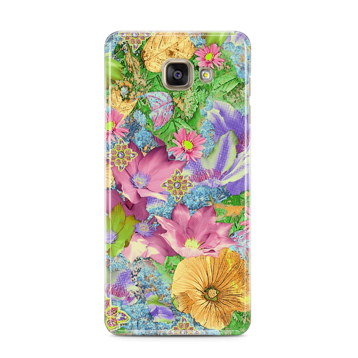 Vintage Floral Pattern Samsung Galaxy A3 2016 Case on gold phone