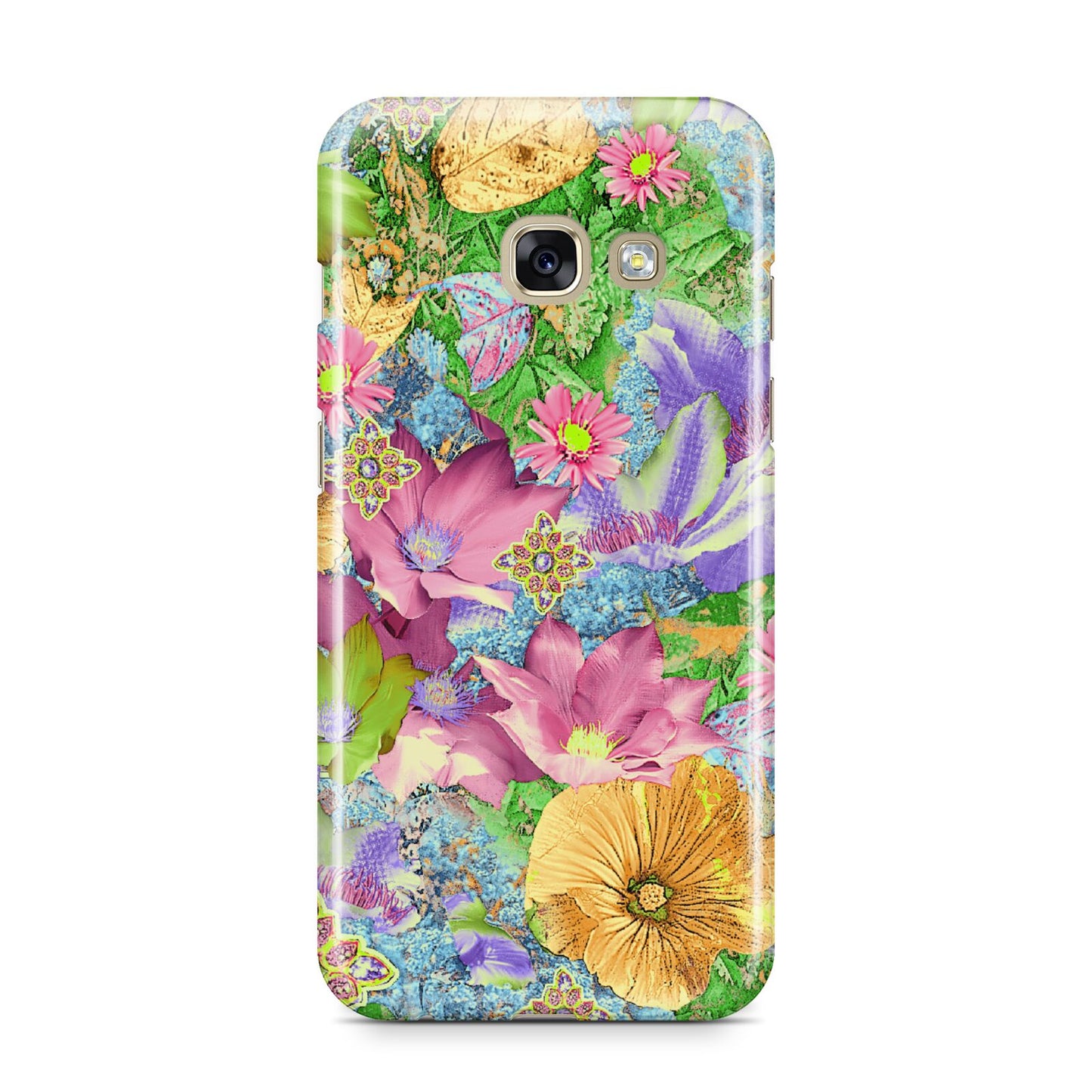 Vintage Floral Pattern Samsung Galaxy A3 2017 Case on gold phone
