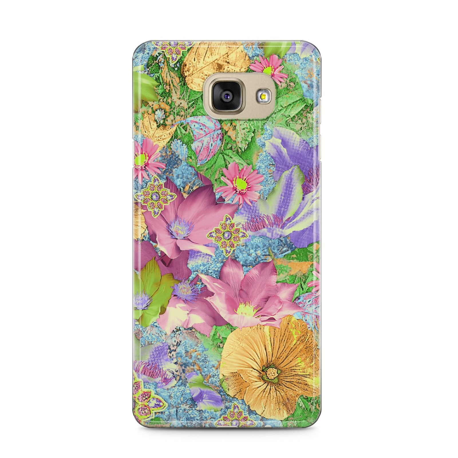 Vintage Floral Pattern Samsung Galaxy A5 2016 Case on gold phone