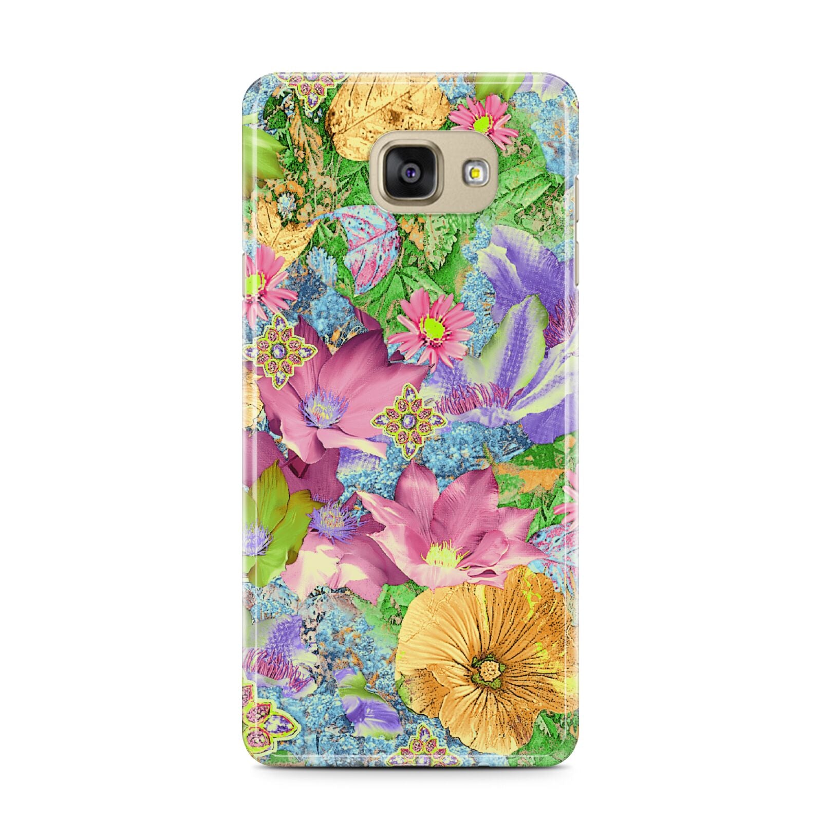 Vintage Floral Pattern Samsung Galaxy A7 2016 Case on gold phone