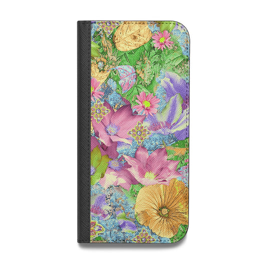 Vintage Floral Pattern Vegan Leather Flip iPhone Case