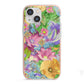 Vintage Floral Pattern iPhone 13 Mini TPU Impact Case with Pink Edges