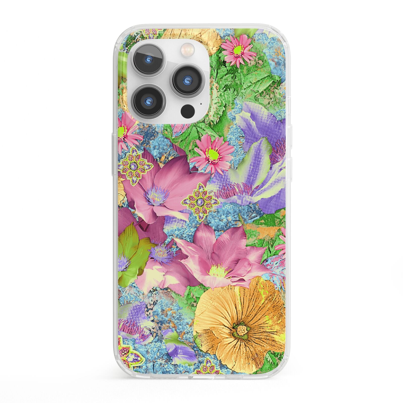 Vintage Floral Pattern iPhone 13 Pro Clear Bumper Case