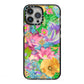 Vintage Floral Pattern iPhone 13 Pro Max Black Impact Case on Silver phone