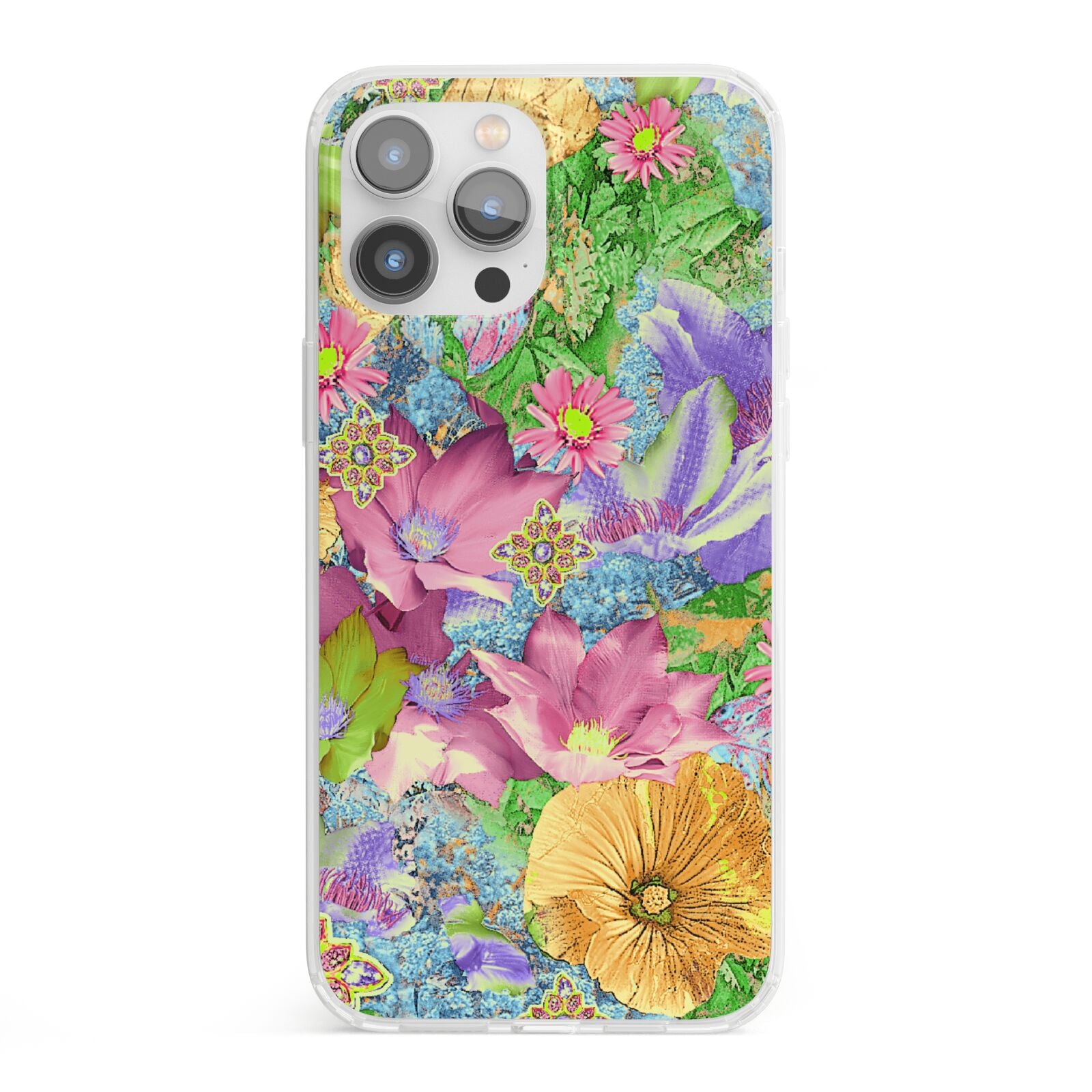 Vintage Floral Pattern iPhone 13 Pro Max Clear Bumper Case