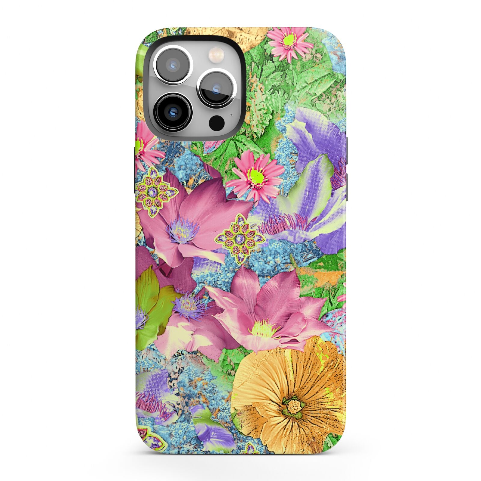 Vintage Floral Pattern iPhone 13 Pro Max Full Wrap 3D Tough Case