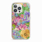 Vintage Floral Pattern iPhone 13 Pro TPU Impact Case with Pink Edges