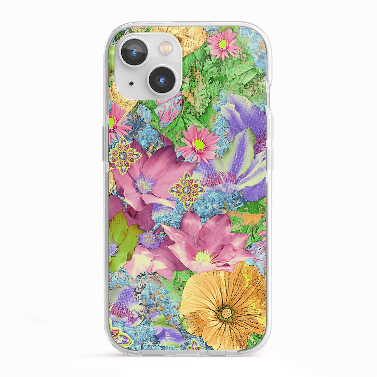 Vintage Floral Pattern iPhone 13 TPU Impact Case with White Edges