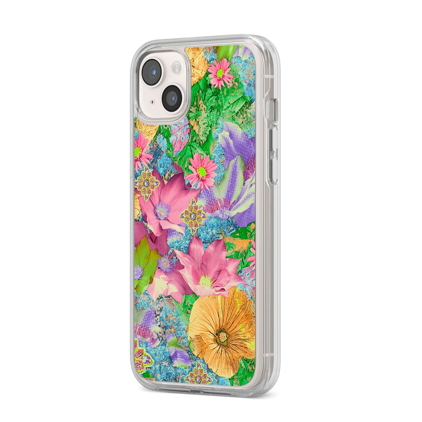Vintage Floral Pattern iPhone 14 Plus Clear Tough Case Starlight Angled Image