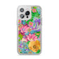 Vintage Floral Pattern iPhone 14 Pro Max Glitter Tough Case Silver