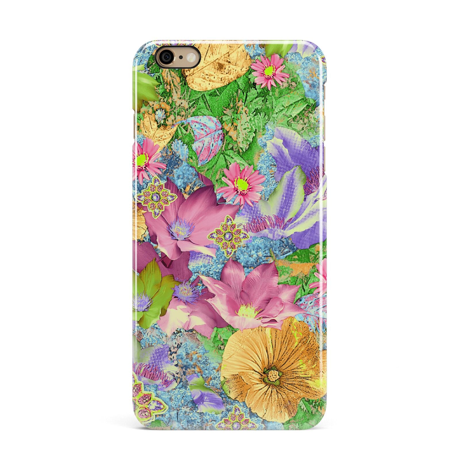 Vintage Floral Pattern iPhone 6 Plus 3D Snap Case on Gold Phone
