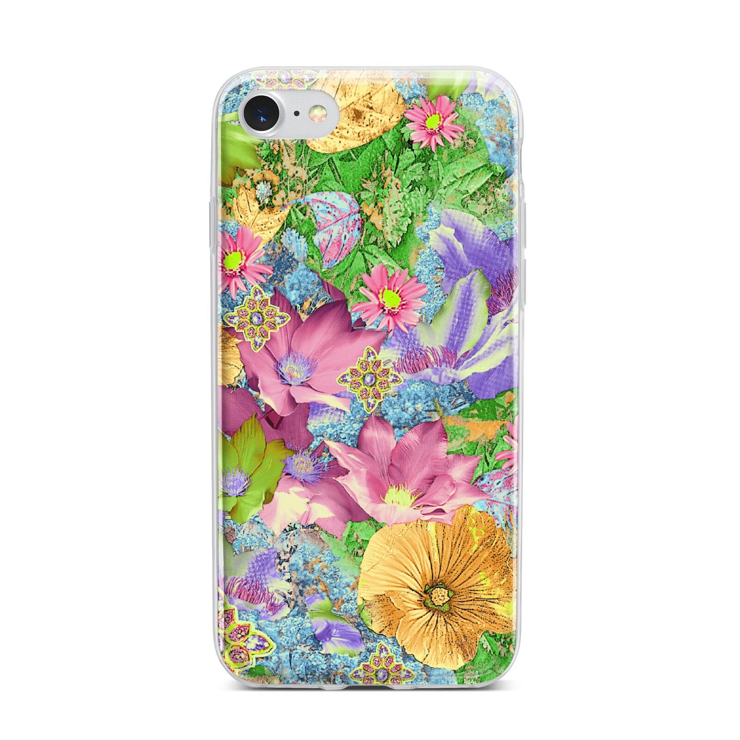Vintage Floral Pattern iPhone 7 Bumper Case on Silver iPhone