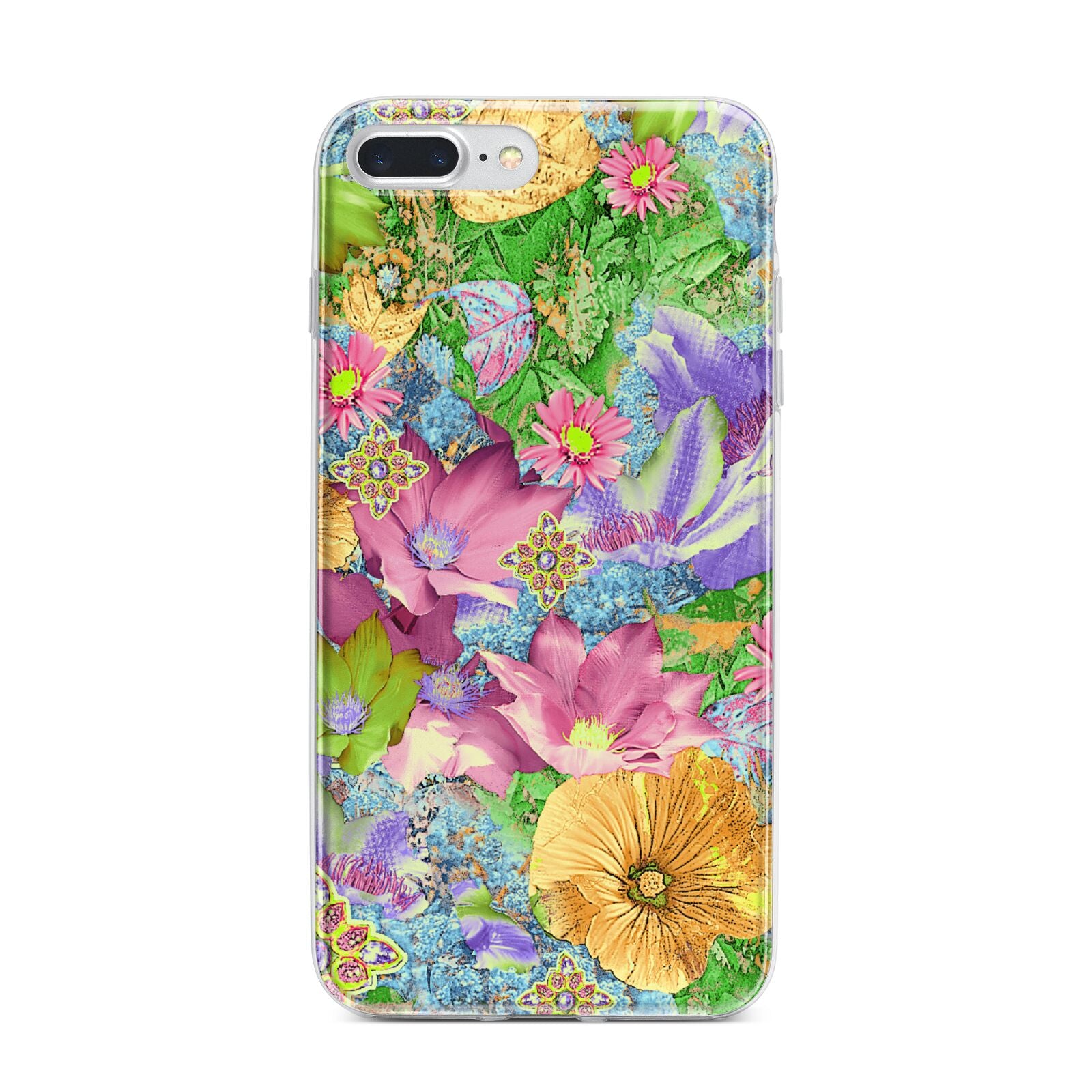 Vintage Floral Pattern iPhone 7 Plus Bumper Case on Silver iPhone