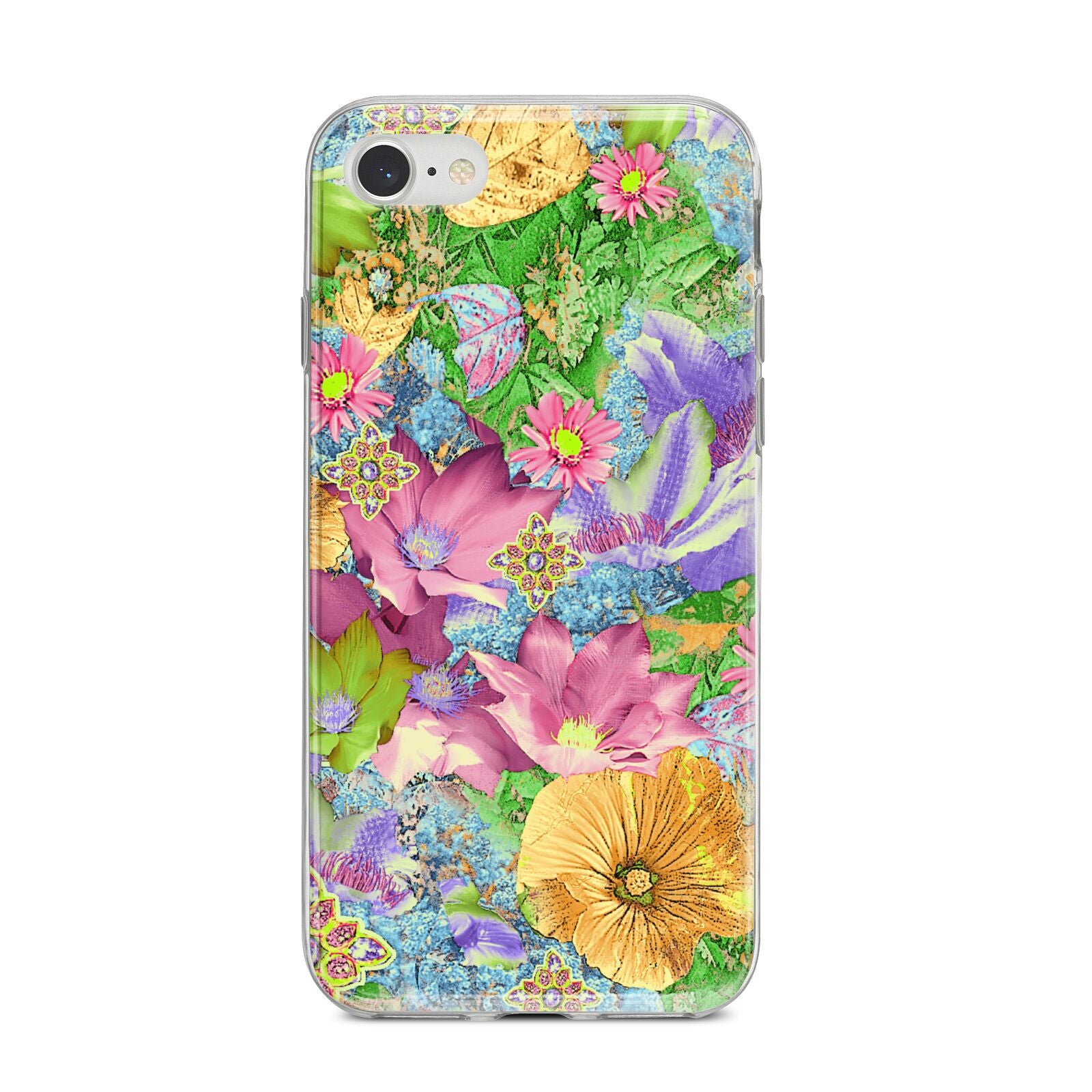 Vintage Floral Pattern iPhone 8 Bumper Case on Silver iPhone