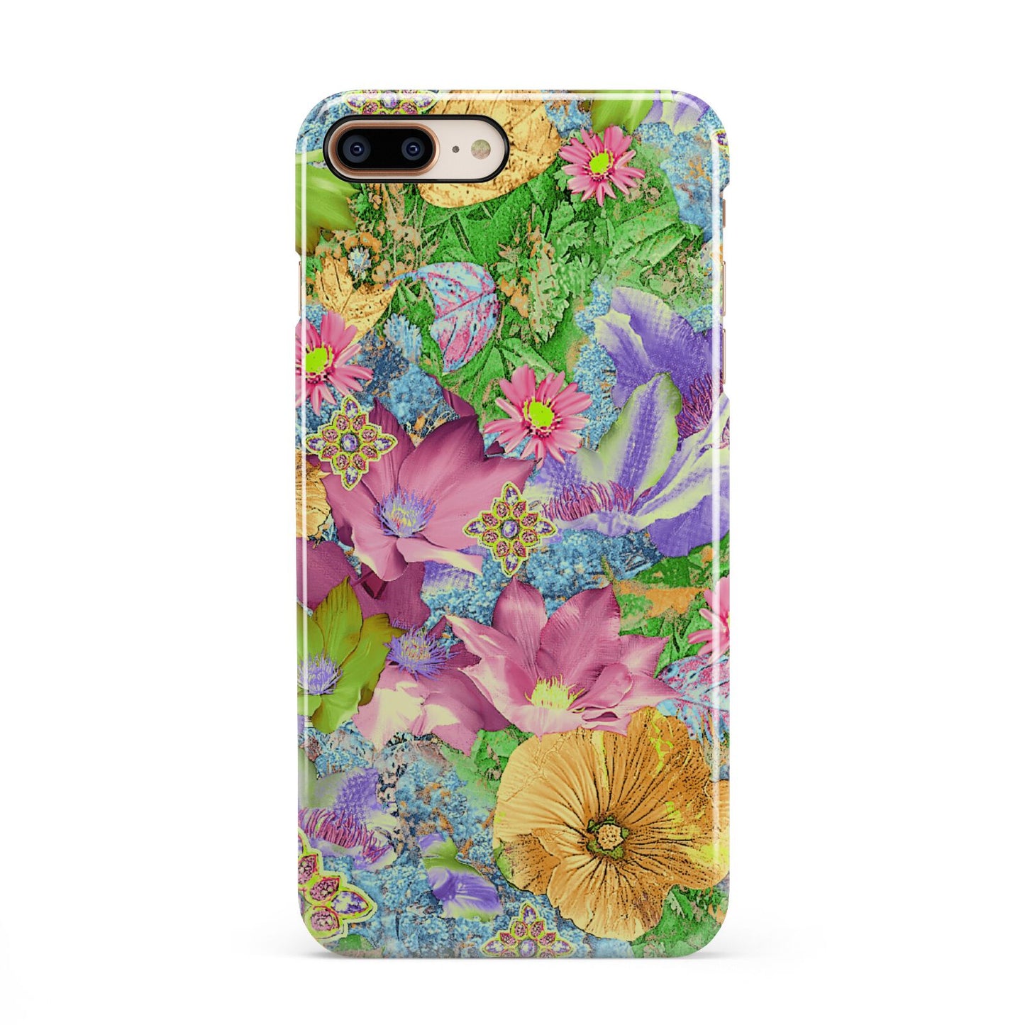 Vintage Floral Pattern iPhone 8 Plus 3D Snap Case on Gold Phone