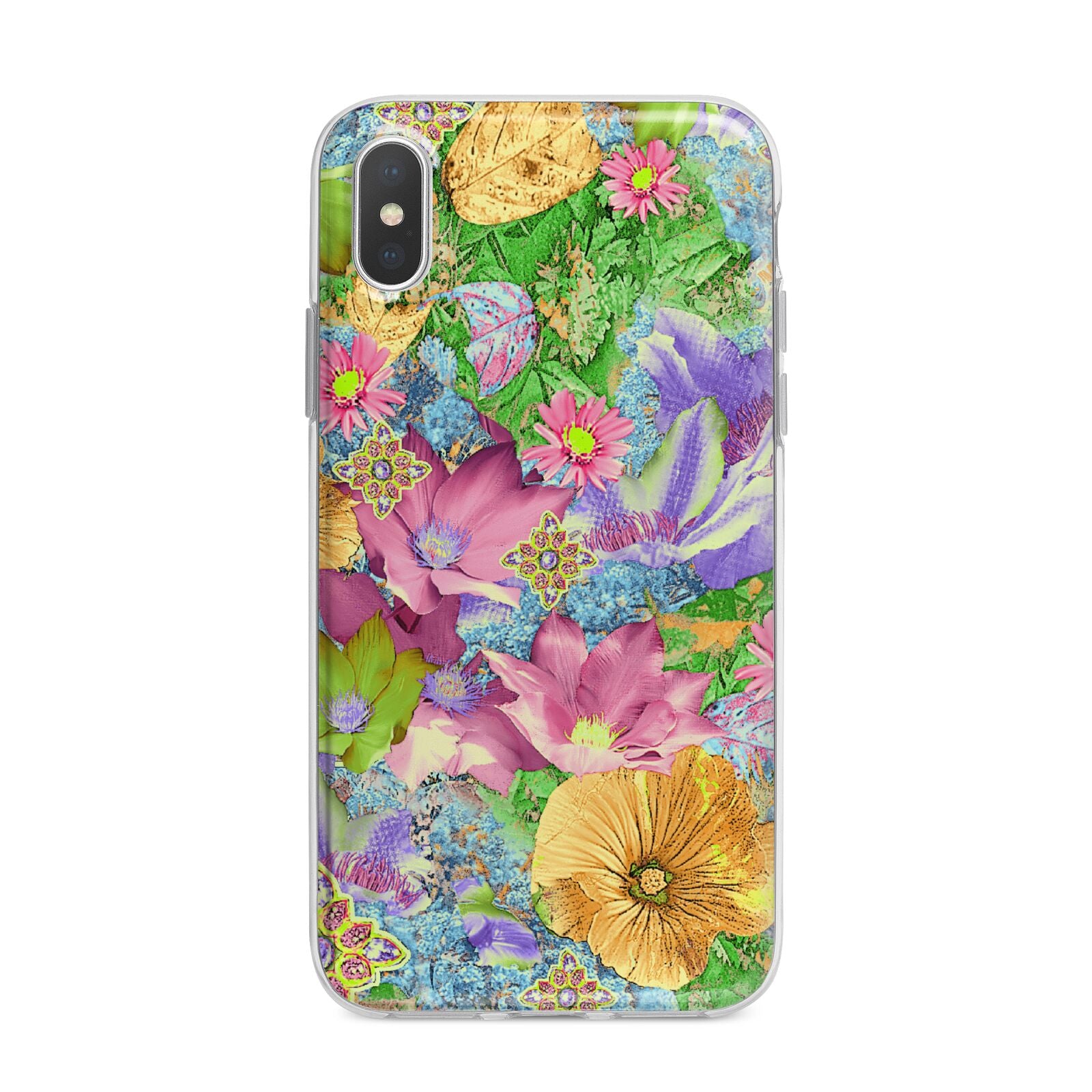 Vintage Floral Pattern iPhone X Bumper Case on Silver iPhone Alternative Image 1