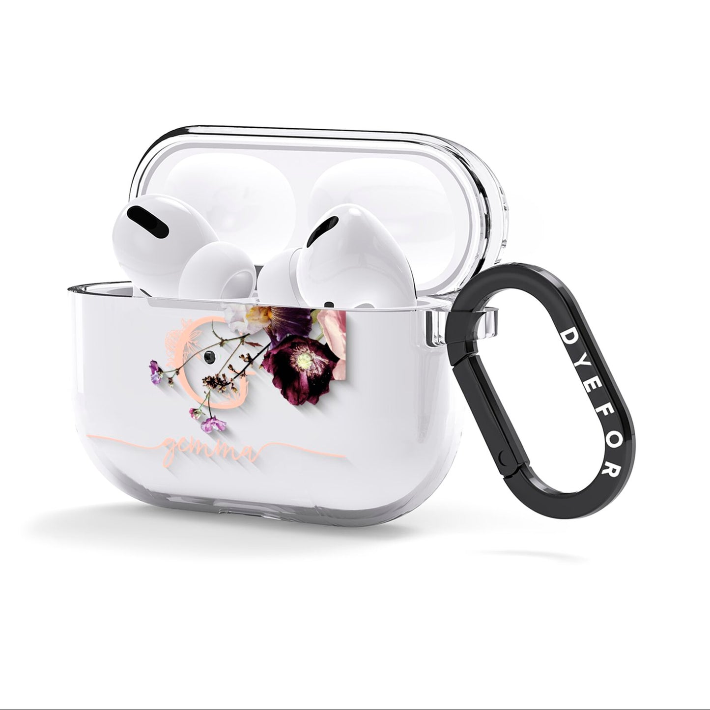 Vintage Floral Personalised AirPods Clear Case 3rd Gen Side Image