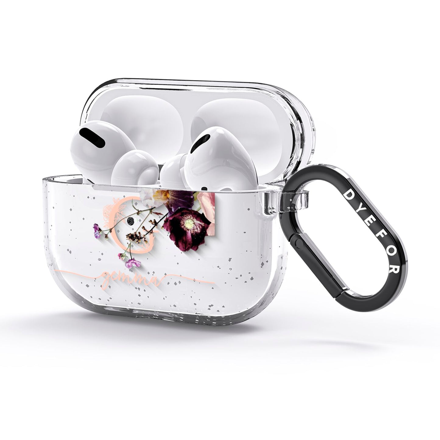 Vintage Floral Personalised AirPods Glitter Case 3rd Gen Side Image