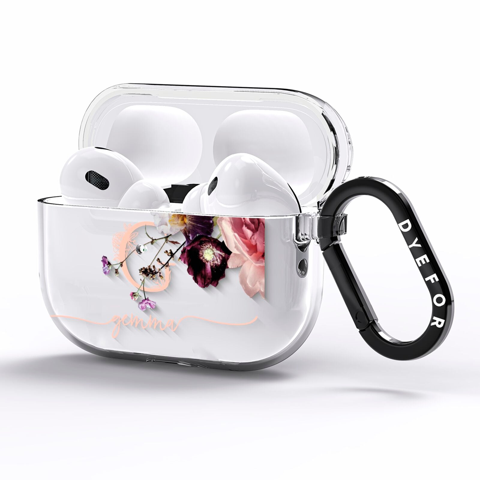 Vintage Floral Personalised AirPods Pro Clear Case Side Image