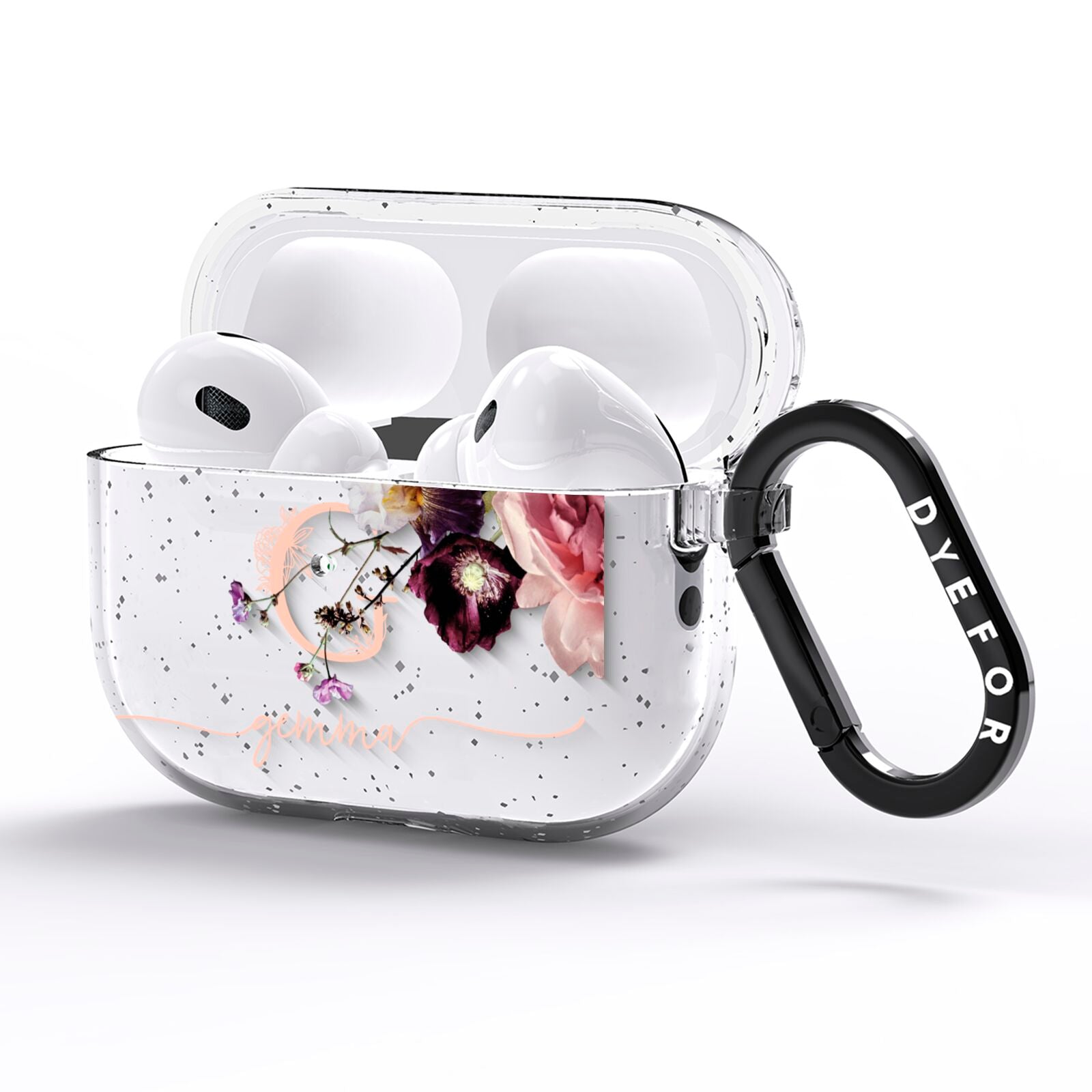 Vintage Floral Personalised AirPods Pro Glitter Case Side Image