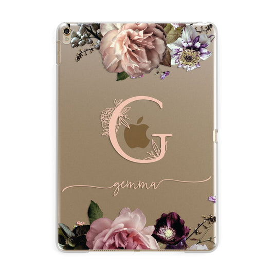 Vintage Floral Personalised Apple iPad Gold Case