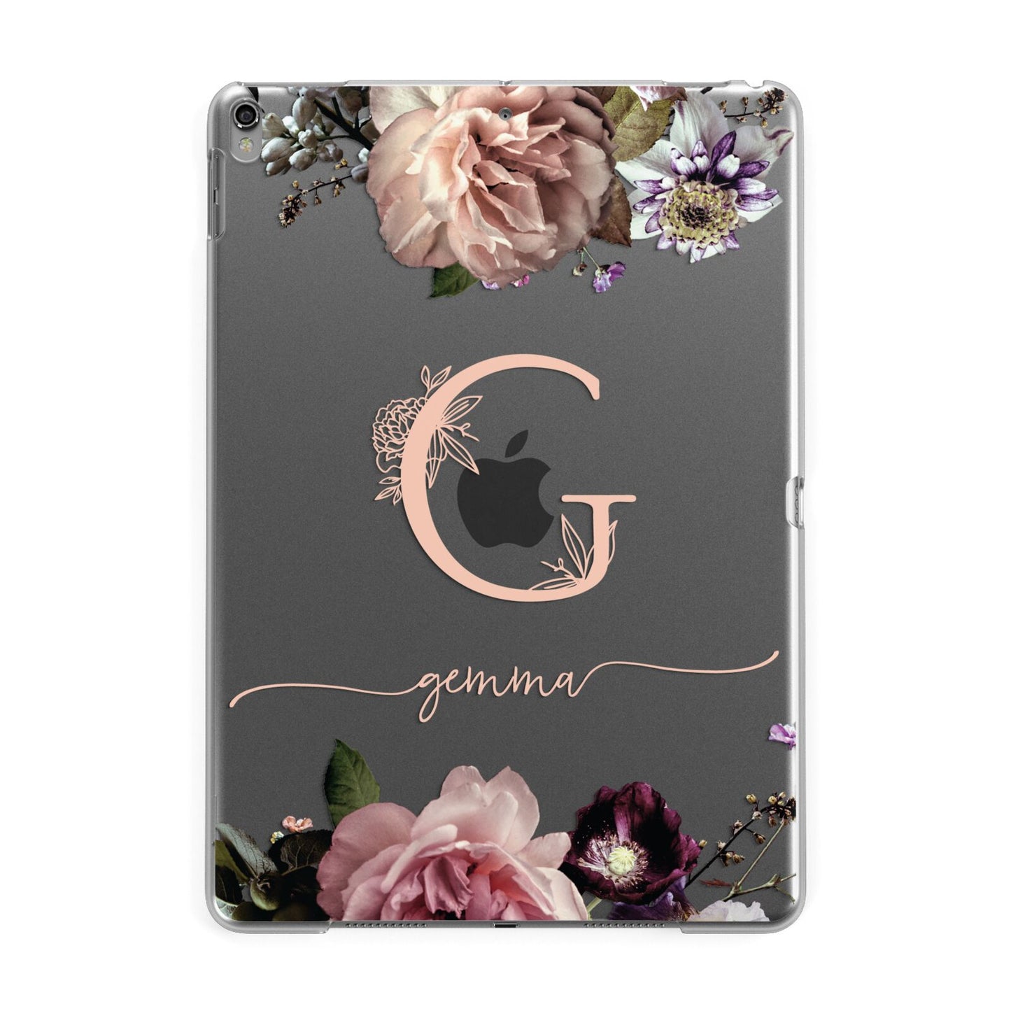 Vintage Floral Personalised Apple iPad Grey Case