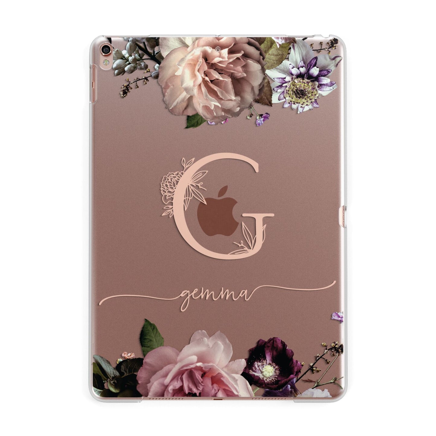 Vintage Floral Personalised Apple iPad Rose Gold Case
