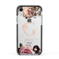 Vintage Floral Personalised Apple iPhone XR Impact Case Black Edge on Silver Phone