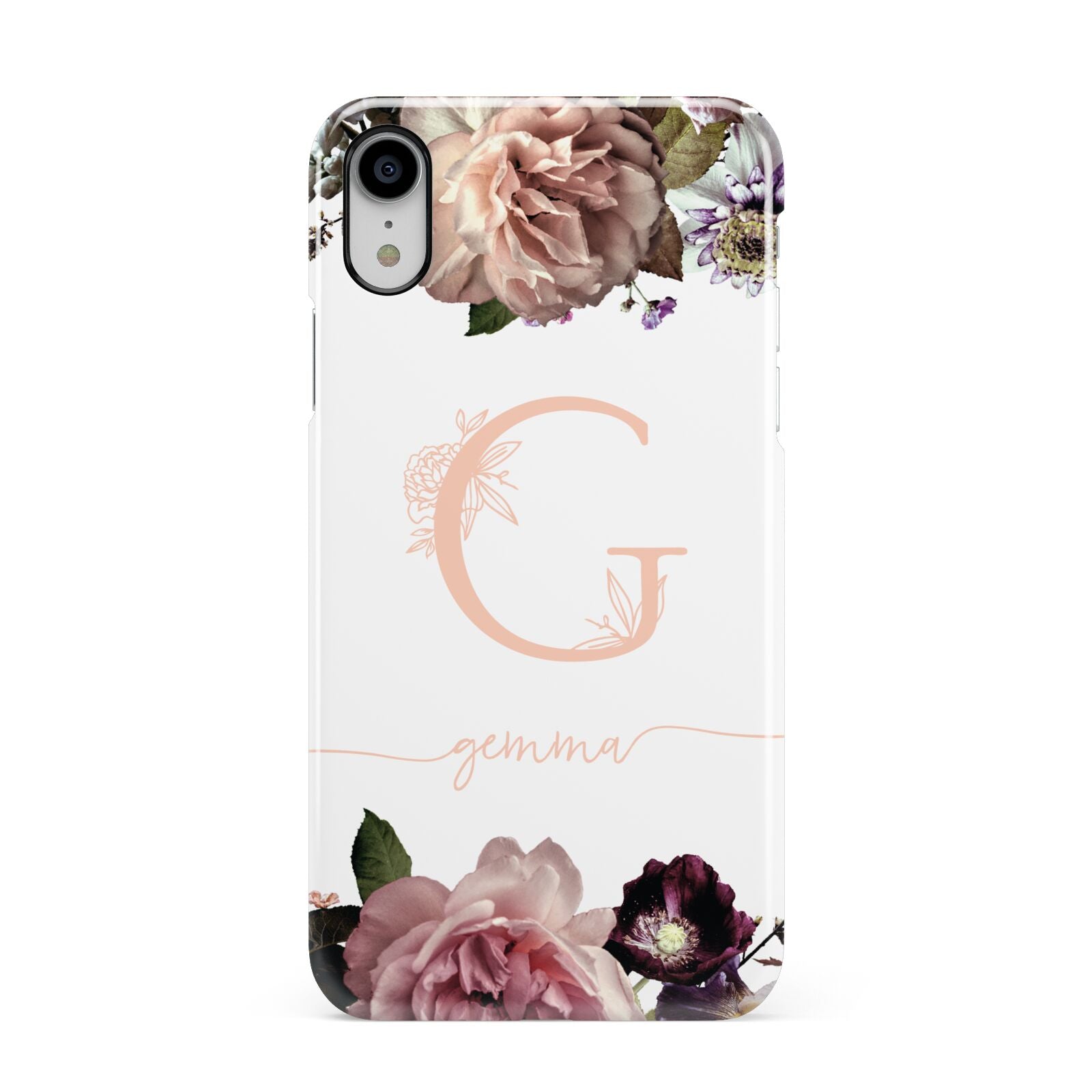 Vintage Floral Personalised Apple iPhone XR White 3D Snap Case