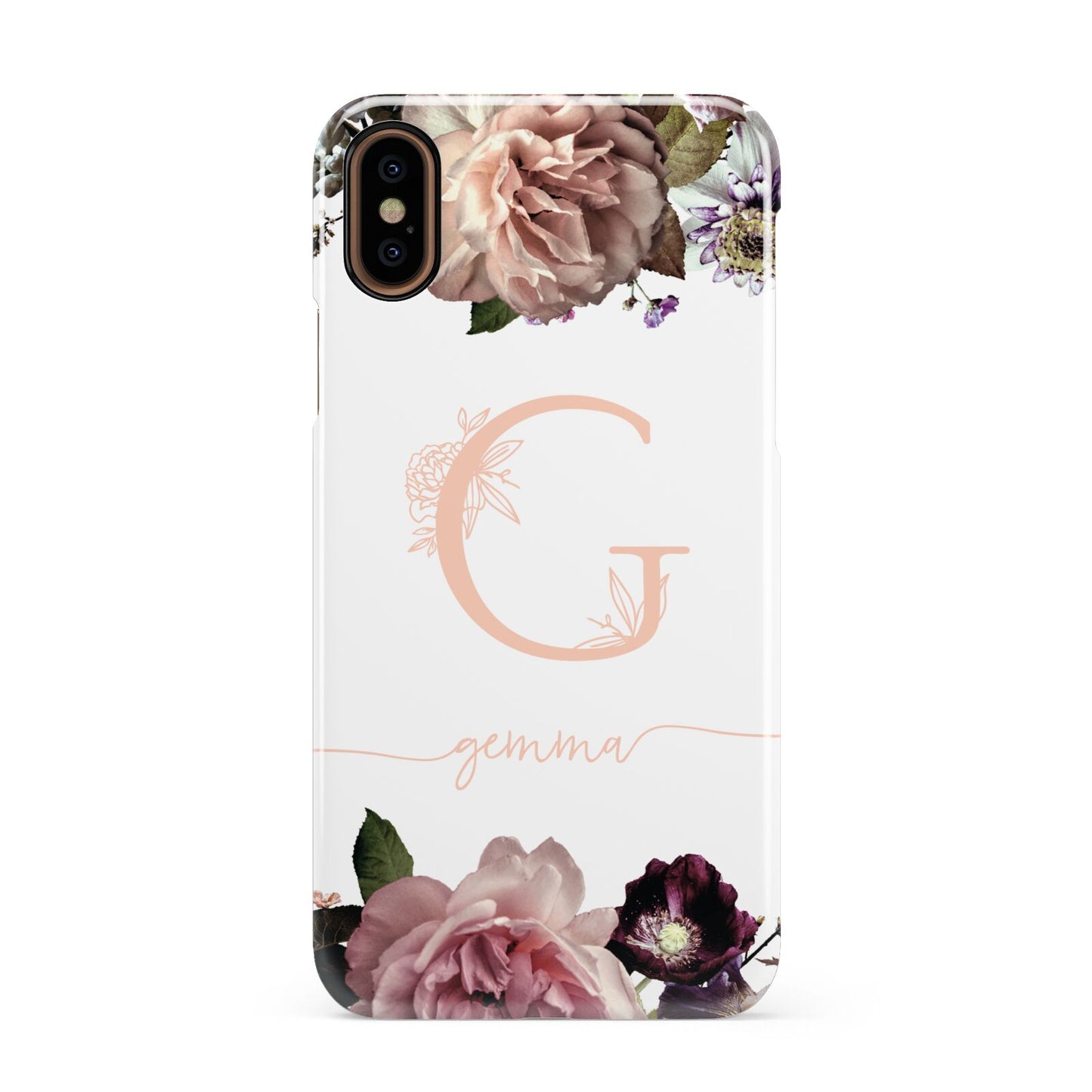 Vintage Floral Personalised Apple iPhone XS 3D Snap Case