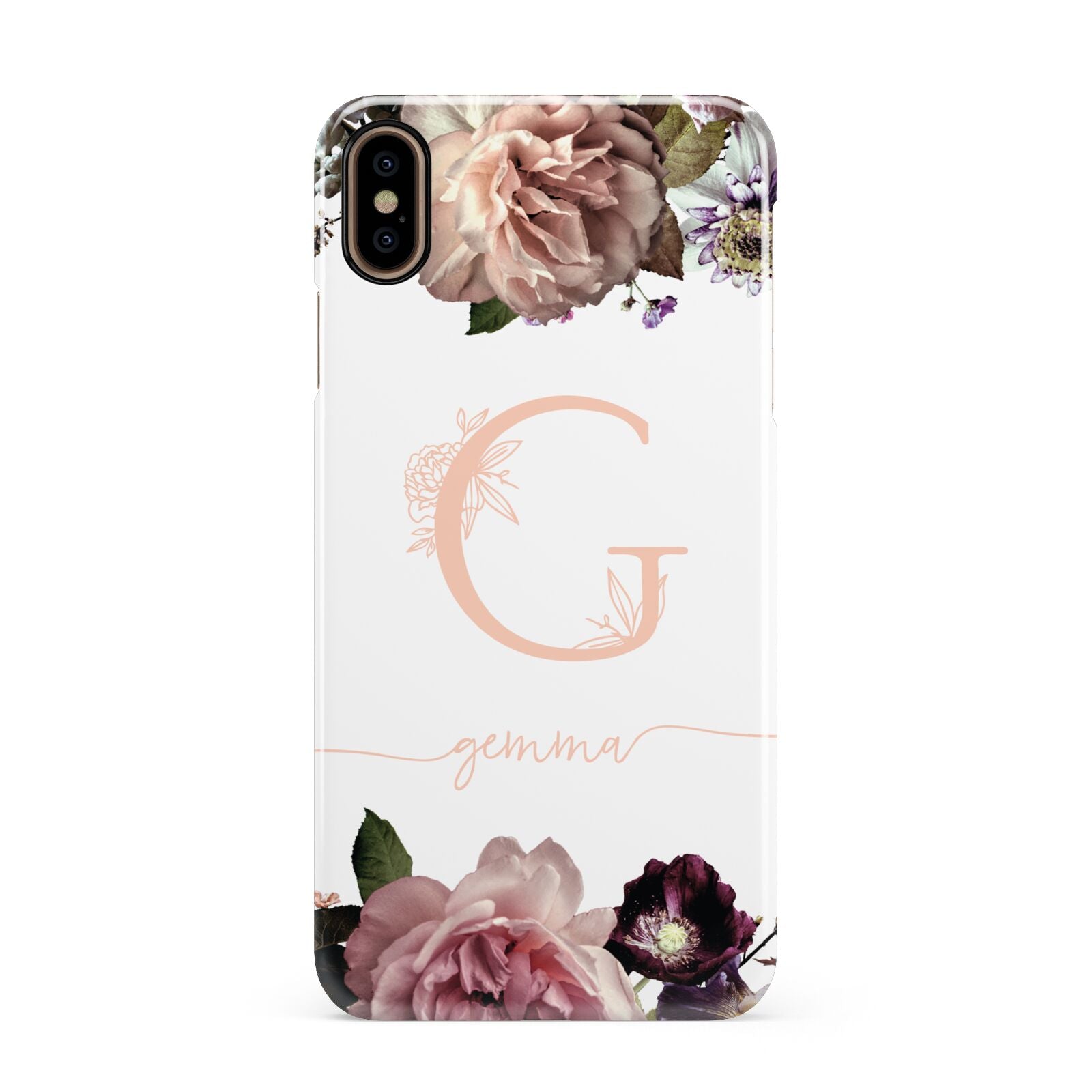 Vintage Floral Personalised Apple iPhone Xs Max 3D Snap Case