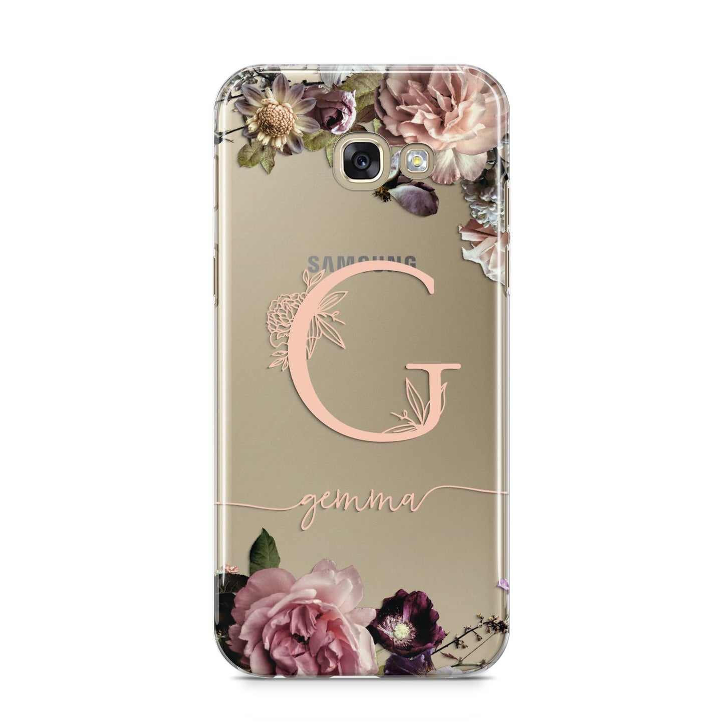 Vintage Floral Personalised Samsung Galaxy A5 2017 Case on gold phone
