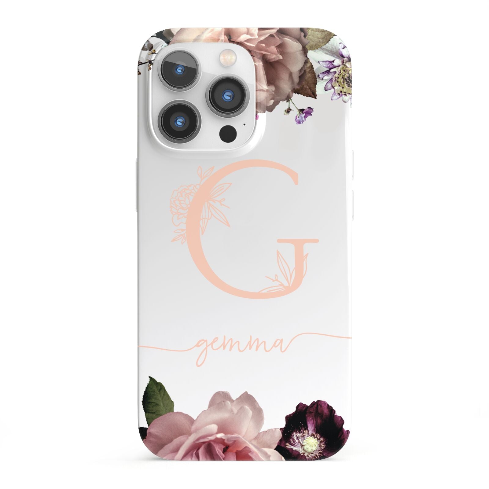 Vintage Floral Personalised iPhone 13 Pro Full Wrap 3D Snap Case